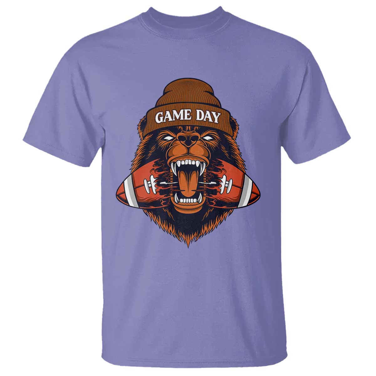 Game Day Fierce Bear Biting Ball T Shirt Football Player Gift TS12 Violet Print Your Wear