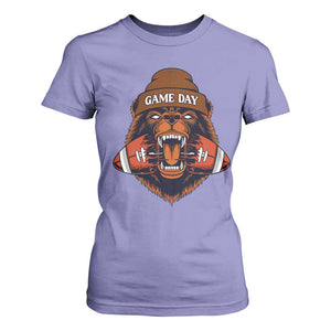 Game Day Fierce Bear Biting Ball T Shirt For Women Football Player Gift TS12 Violet Print Your Wear