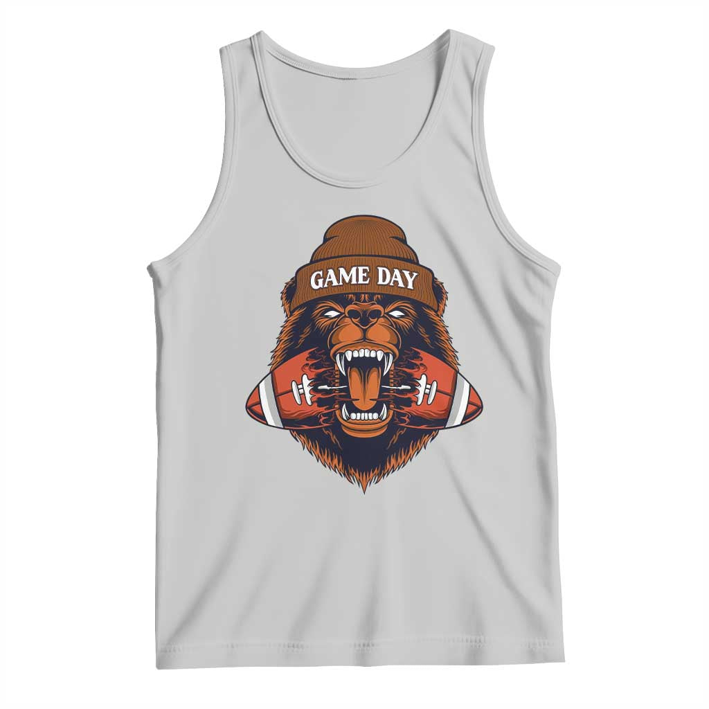 Game Day Fierce Bear Biting Ball Tank Top Football Player Gift TS12 Ash Print Your Wear