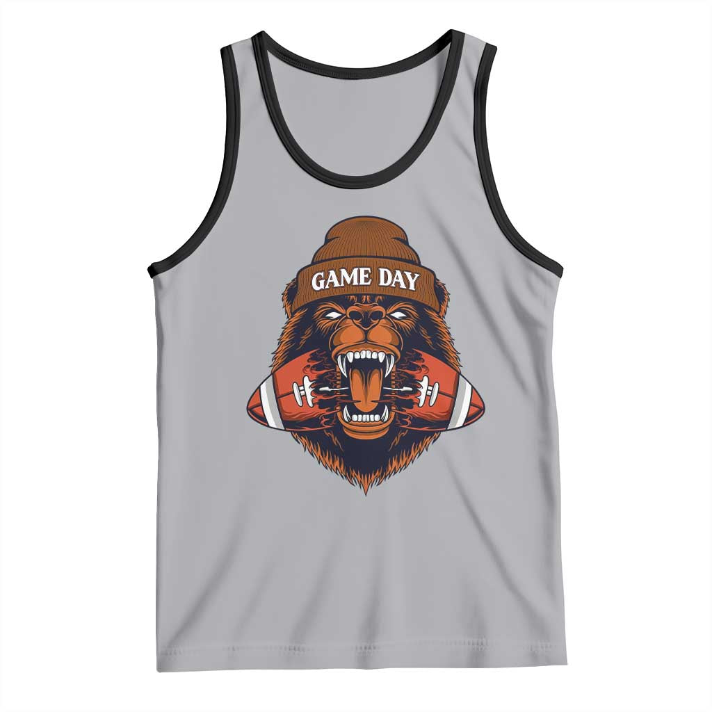 Game Day Fierce Bear Biting Ball Tank Top Football Player Gift TS12 Athletic Heather Black Print Your Wear