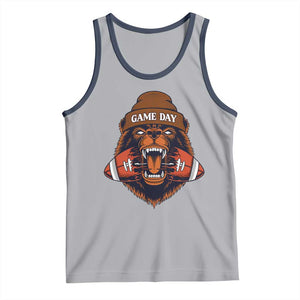 Game Day Fierce Bear Biting Ball Tank Top Football Player Gift TS12 Athletic Heather Navy Print Your Wear