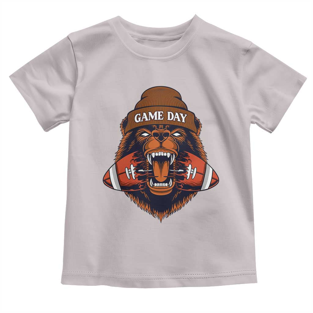 Game Day Fierce Bear Biting Ball Toddler T Shirt Football Player Gift TS12 Ice Gray Print Your Wear