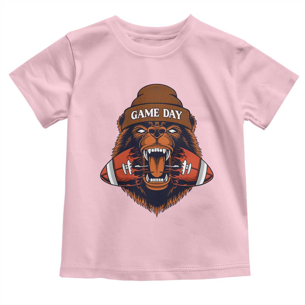 Game Day Fierce Bear Biting Ball Toddler T Shirt Football Player Gift TS12 Light Pink Print Your Wear