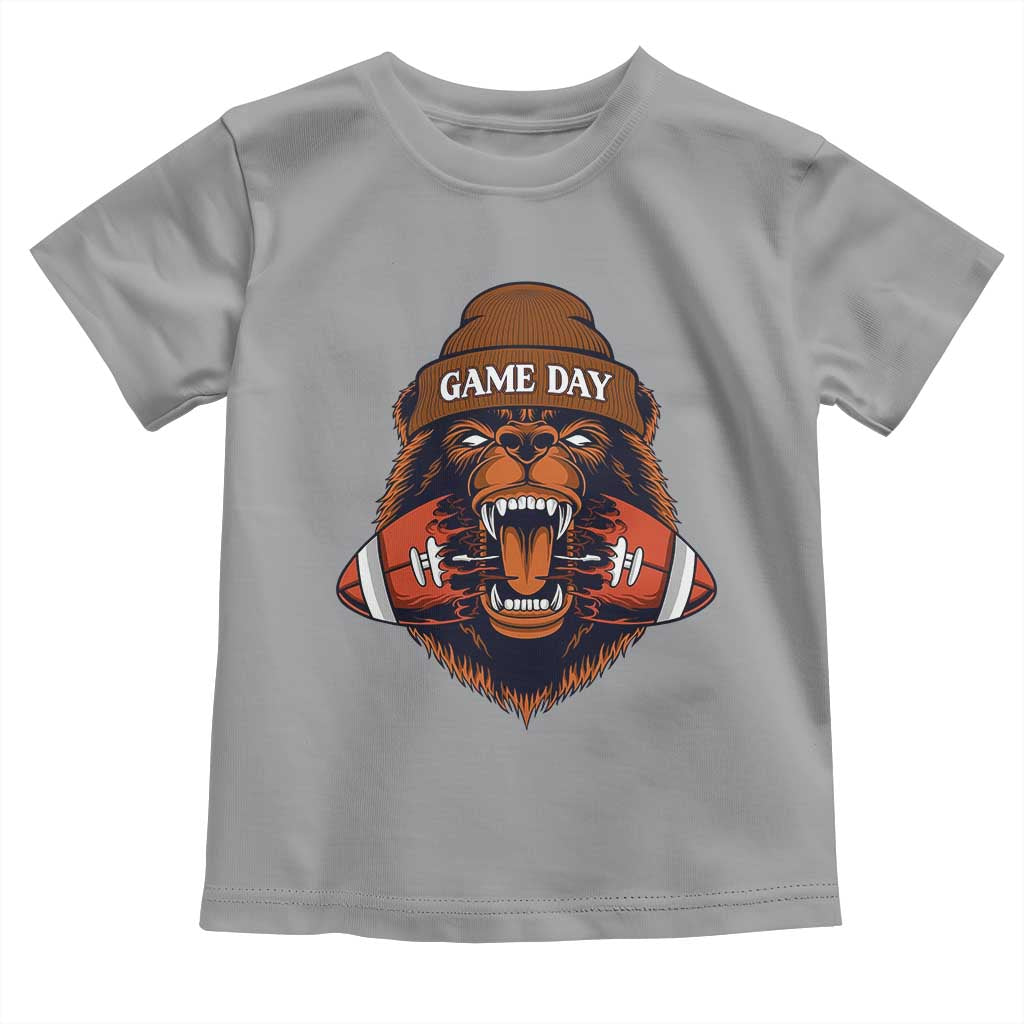 Game Day Fierce Bear Biting Ball Toddler T Shirt Football Player Gift TS12 Sport Gray Print Your Wear