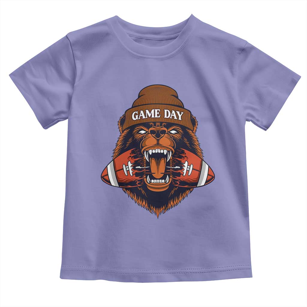 Game Day Fierce Bear Biting Ball Toddler T Shirt Football Player Gift TS12 Violet Print Your Wear