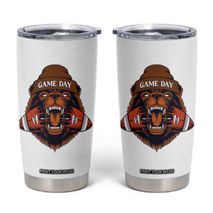 Game Day Fierce Bear Biting Ball Tumbler Cup Football Player Gift TS12 White Print Your Wear