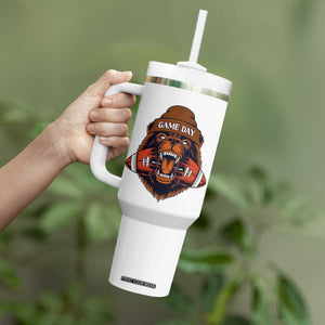 Game Day Fierce Bear Biting Ball Tumbler With Handle Football Player Gift TS12 Print Your Wear