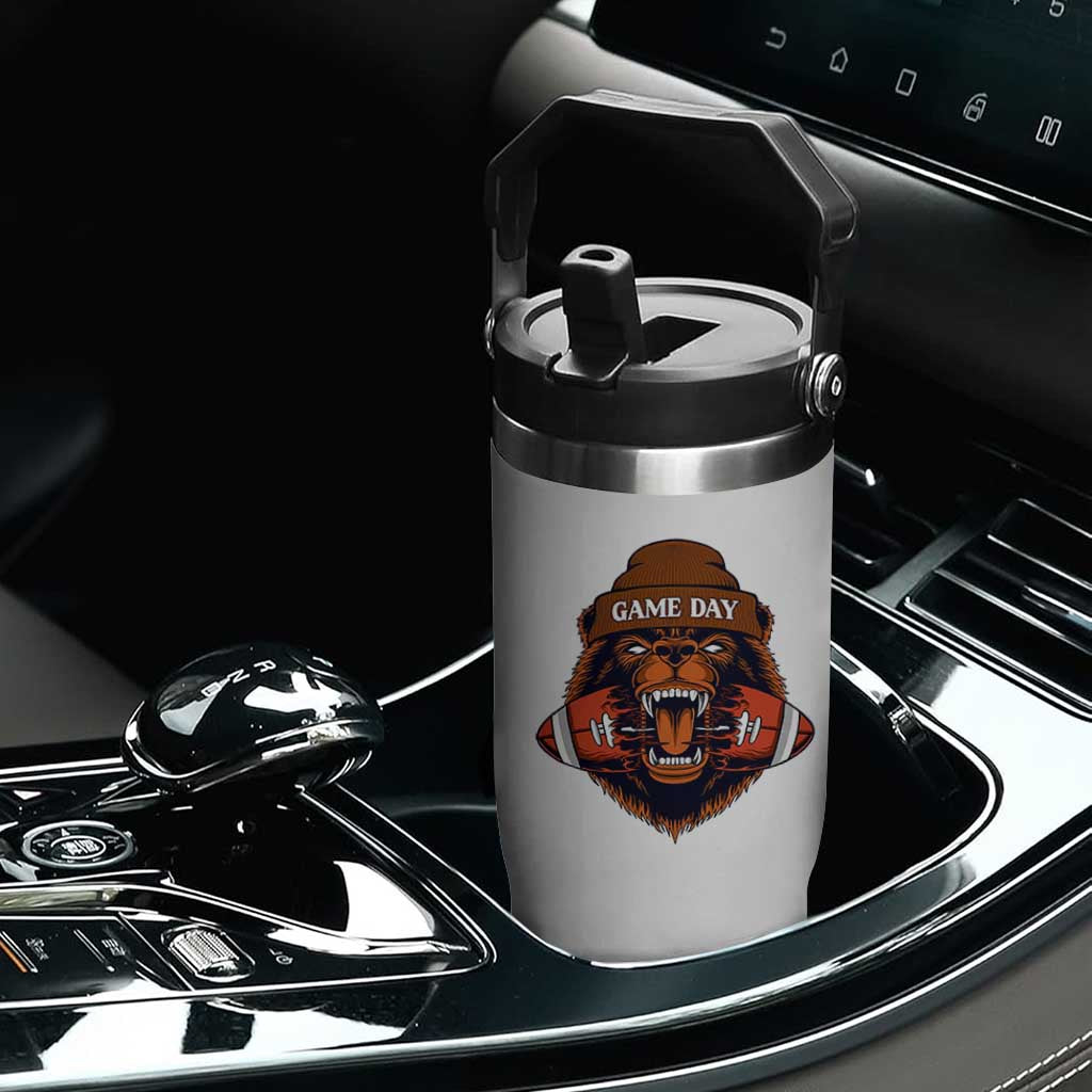 Game Day Fierce Bear Biting Ball Flip Straw Tumbler Football Player Gift TS12 Print Your Wear