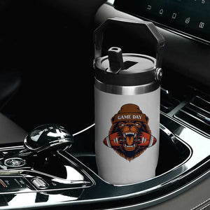 Game Day Fierce Bear Biting Ball Flip Straw Tumbler Football Player Gift TS12 Print Your Wear