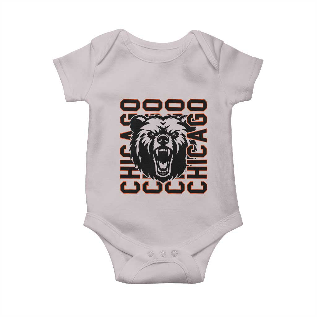 Game Day Football Fan Gift Baby Onesie Chicago With Bear TS12 Ice Gray Print Your Wear