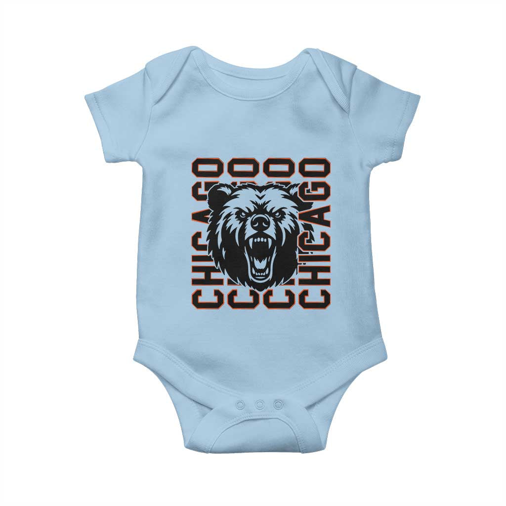 Game Day Football Fan Gift Baby Onesie Chicago With Bear TS12 Light Blue Print Your Wear