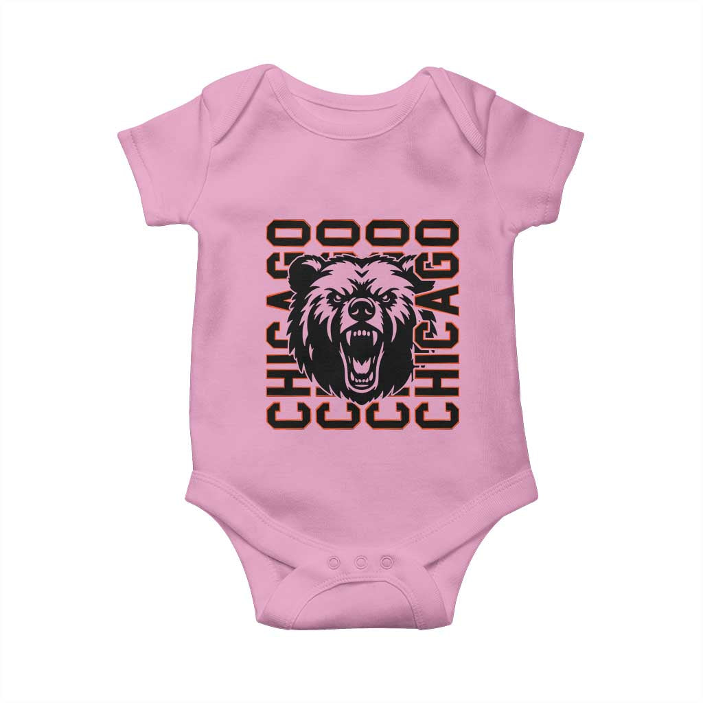 Game Day Football Fan Gift Baby Onesie Chicago With Bear TS12 Light Pink Print Your Wear