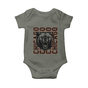 Game Day Football Fan Gift Baby Onesie Chicago With Bear TS12 Military Green Print Your Wear