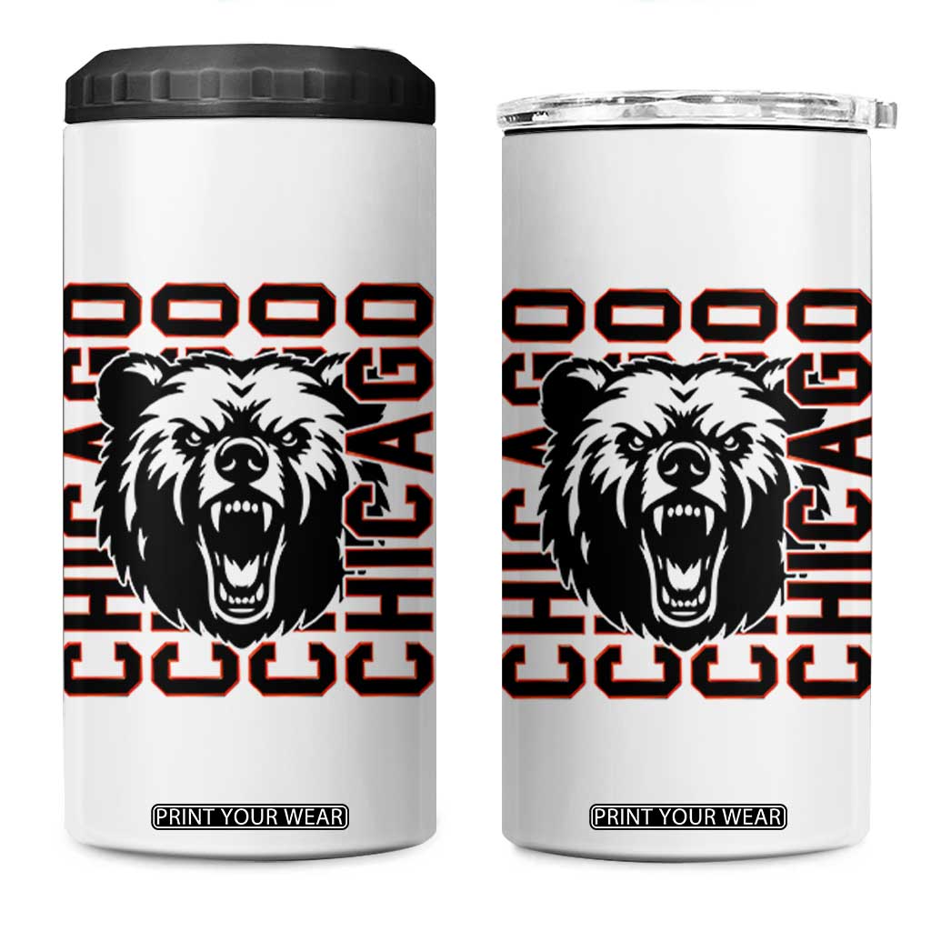 Game Day Football Fan Gift 4 in 1 Can Cooler Tumbler Chicago With Bear TS12 One Size: 16 oz White Print Your Wear
