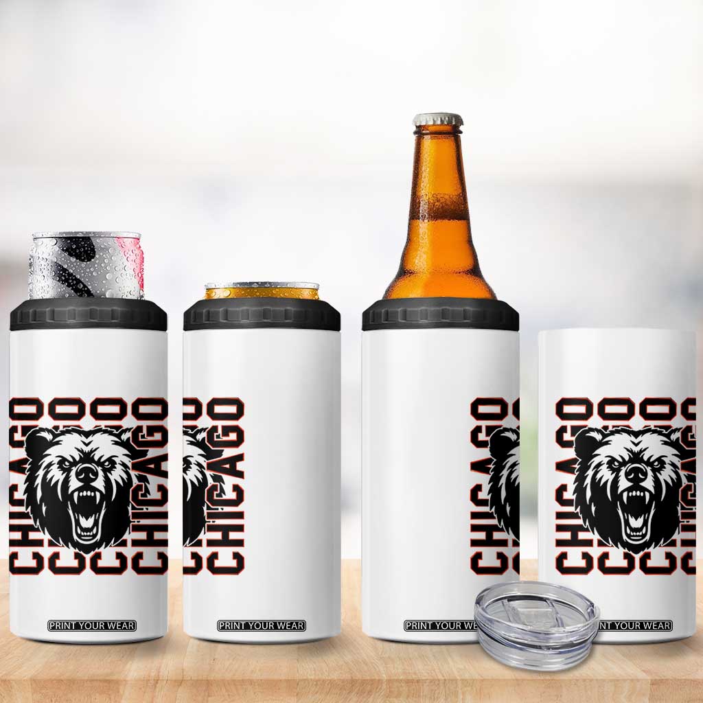 Game Day Football Fan Gift 4 in 1 Can Cooler Tumbler Chicago With Bear TS12 Print Your Wear