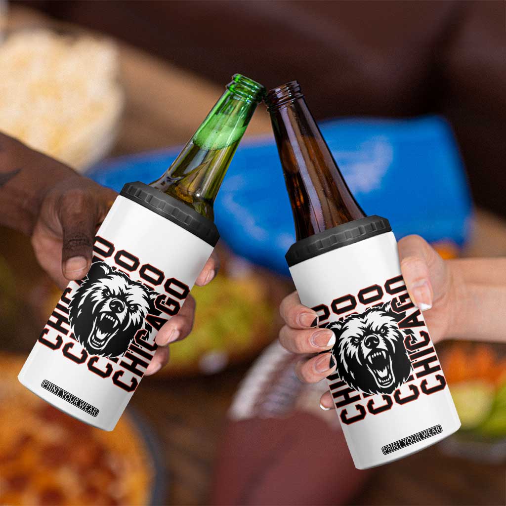 Game Day Football Fan Gift 4 in 1 Can Cooler Tumbler Chicago With Bear TS12 Print Your Wear