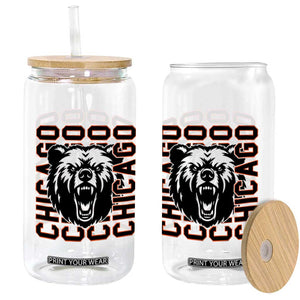 Game Day Football Fan Gift Glass Can Chicago With Bear TS12 Print Your Wear