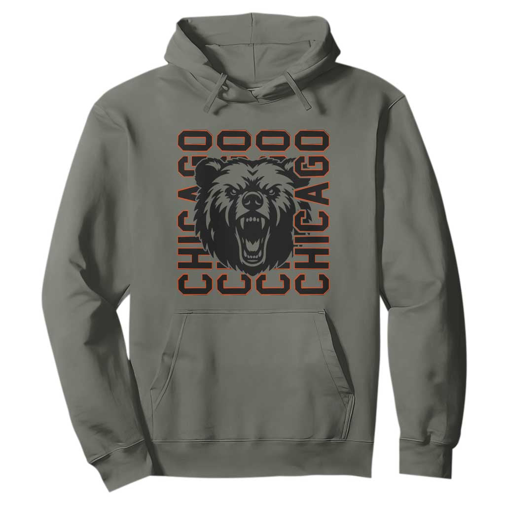 Game Day Football Fan Gift Hoodie Chicago With Bear TS12 Military Green Print Your Wear