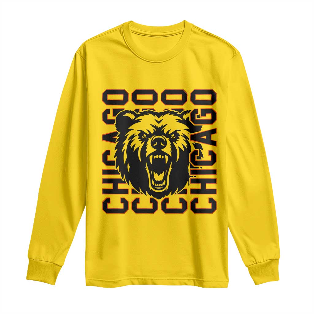 Game Day Football Fan Gift Long Sleeve Shirt Chicago With Bear TS12 Daisy Print Your Wear