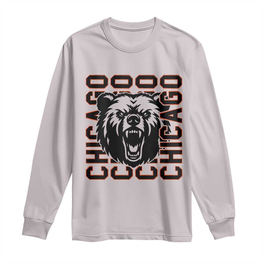 Game Day Football Fan Gift Long Sleeve Shirt Chicago With Bear TS12 Ice Gray Print Your Wear