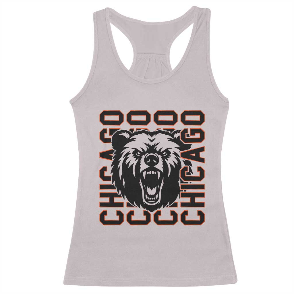 Game Day Football Fan Gift Racerback Tank Top Chicago With Bear TS12 Ice Gray Print Your Wear