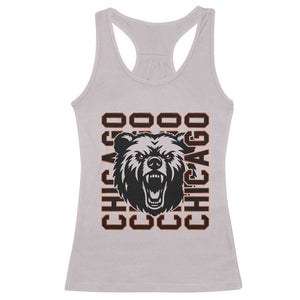 Game Day Football Fan Gift Racerback Tank Top Chicago With Bear TS12 Ice Gray Print Your Wear