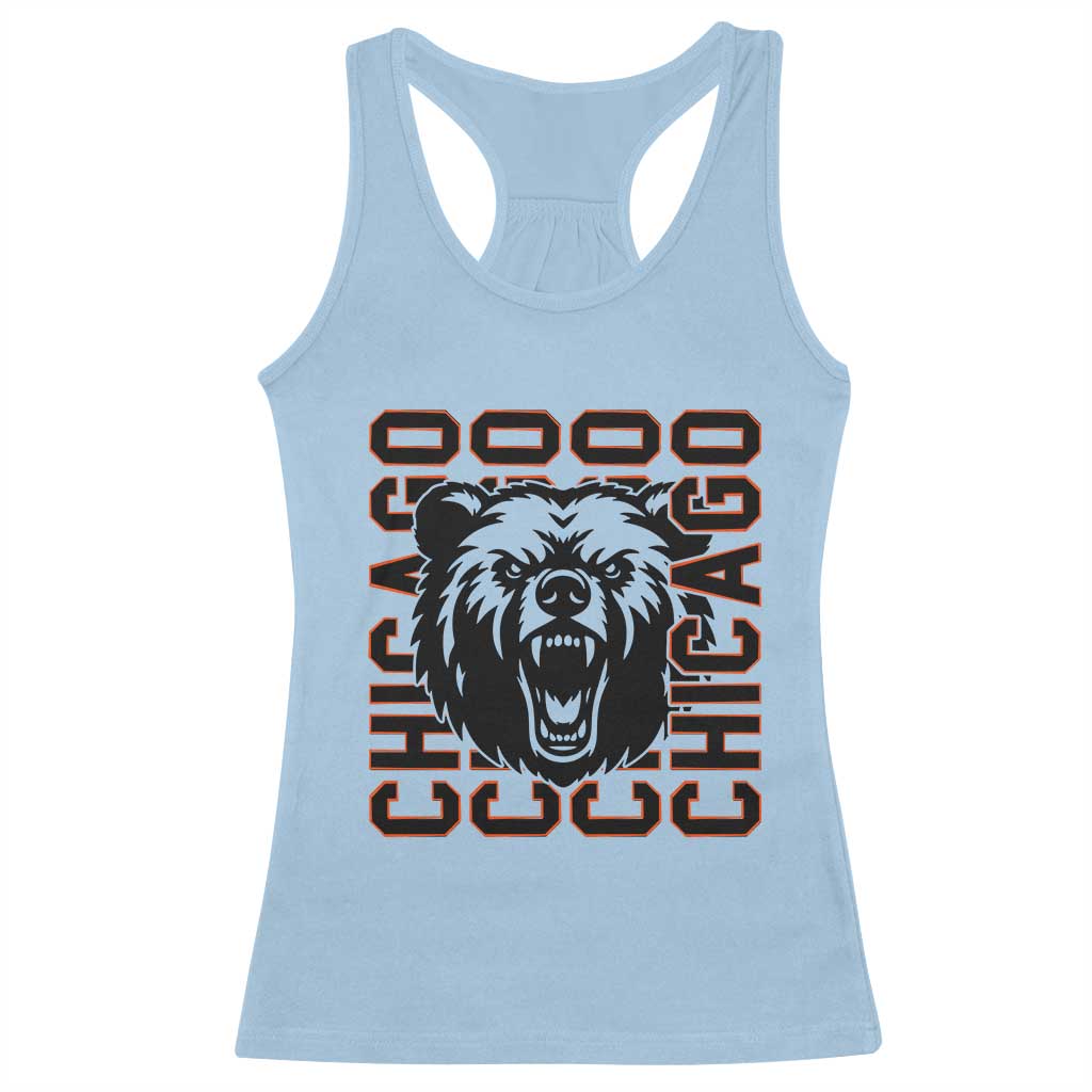 Game Day Football Fan Gift Racerback Tank Top Chicago With Bear TS12 Light Blue Print Your Wear