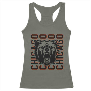 Game Day Football Fan Gift Racerback Tank Top Chicago With Bear TS12 Military Green Print Your Wear