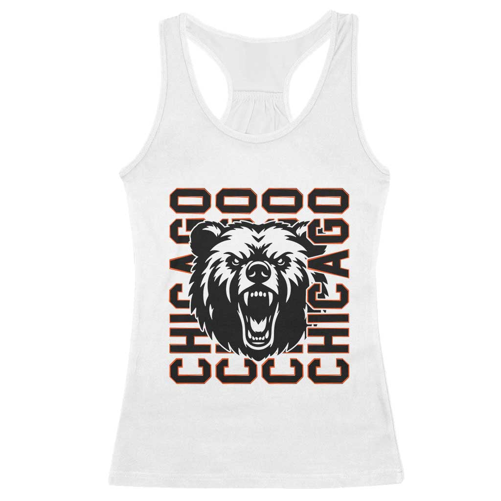 Game Day Football Fan Gift Racerback Tank Top Chicago With Bear TS12 White Print Your Wear