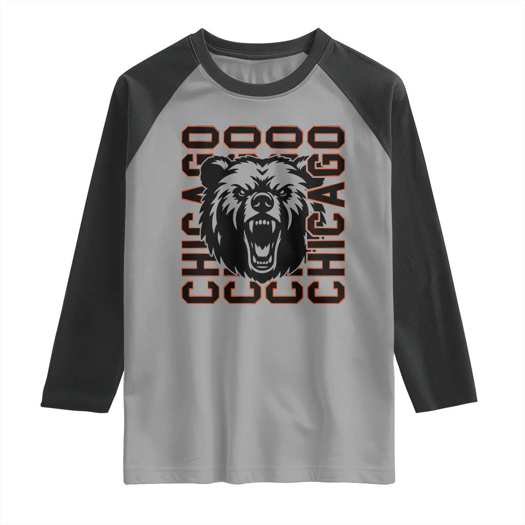 Game Day Football Fan Gift Raglan Shirt Chicago With Bear TS12 Sport Gray Black Print Your Wear