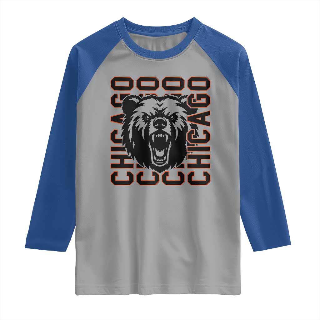 Game Day Football Fan Gift Raglan Shirt Chicago With Bear TS12 Sport Gray Royal Print Your Wear