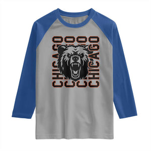 Game Day Football Fan Gift Raglan Shirt Chicago With Bear TS12 Sport Gray Royal Print Your Wear