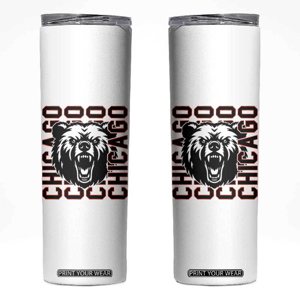 Game Day Football Fan Gift Skinny Tumbler Chicago With Bear TS12 White Print Your Wear