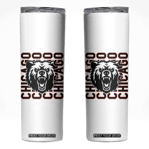 Game Day Football Fan Gift Skinny Tumbler Chicago With Bear TS12 White Print Your Wear