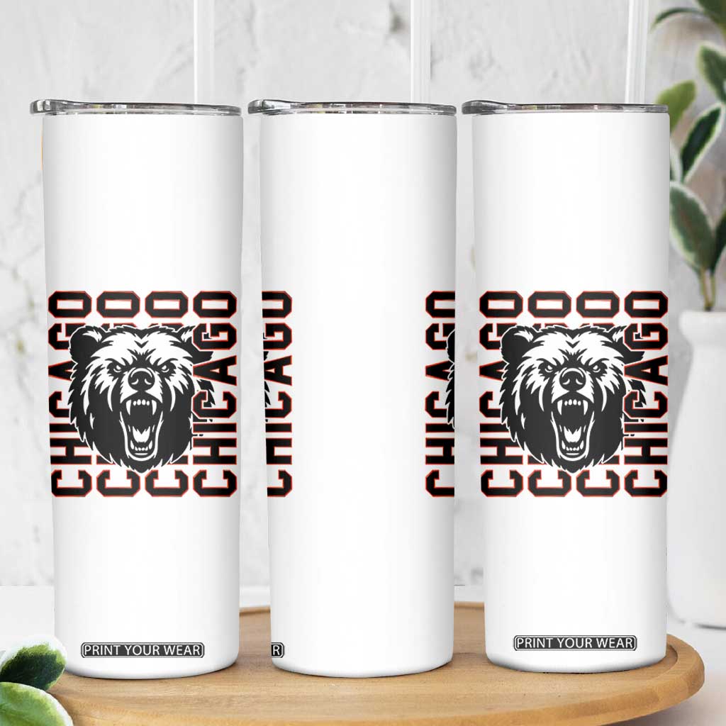 Game Day Football Fan Gift Skinny Tumbler Chicago With Bear TS12 Print Your Wear