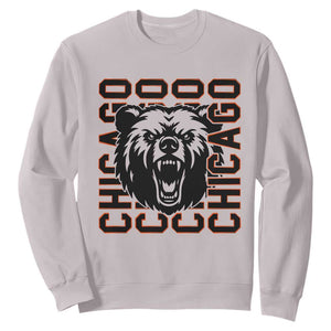 Game Day Football Fan Gift Sweatshirt Chicago With Bear TS12 Ice Gray Print Your Wear