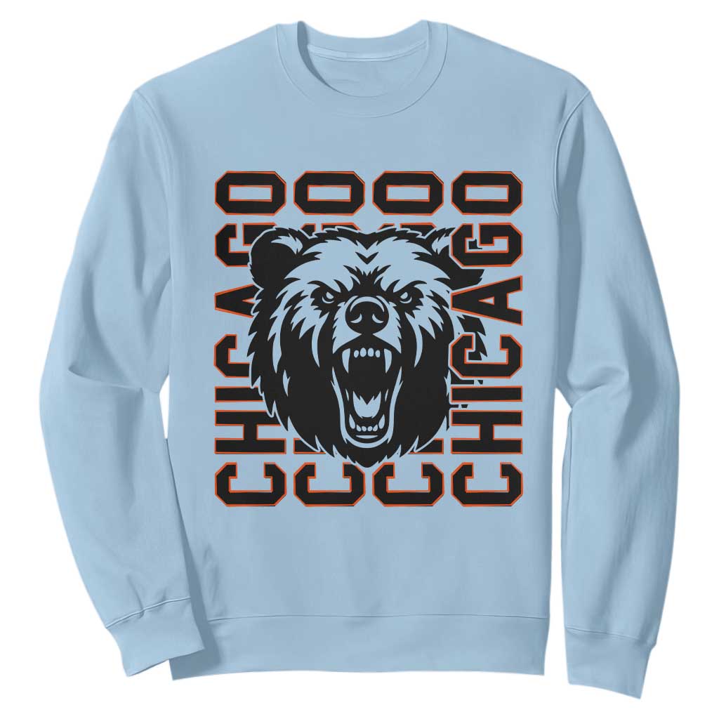 Game Day Football Fan Gift Sweatshirt Chicago With Bear TS12 Light Blue Print Your Wear