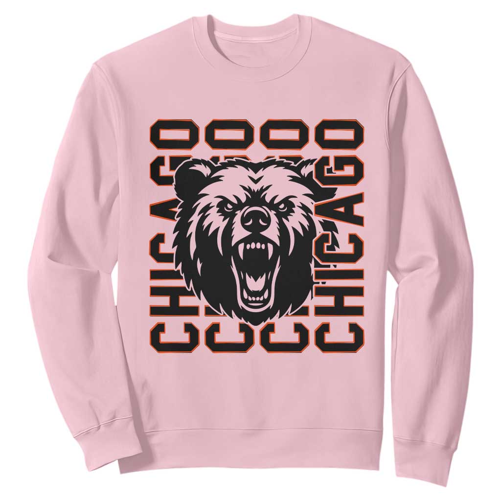 Game Day Football Fan Gift Sweatshirt Chicago With Bear TS12 Light Pink Print Your Wear