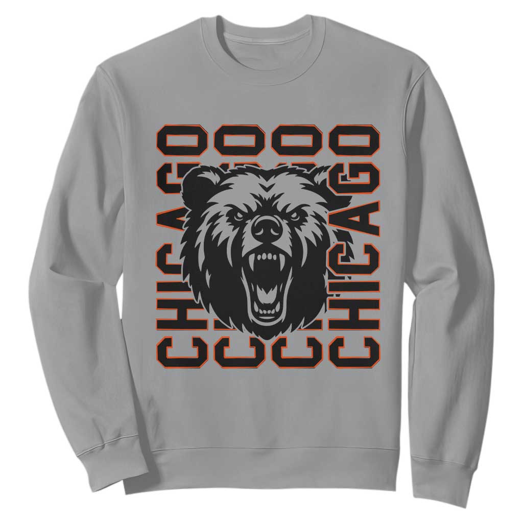 Game Day Football Fan Gift Sweatshirt Chicago With Bear TS12 Sport Gray Print Your Wear