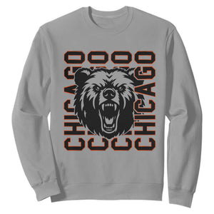 Game Day Football Fan Gift Sweatshirt Chicago With Bear TS12 Sport Gray Print Your Wear