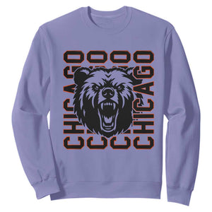 Game Day Football Fan Gift Sweatshirt Chicago With Bear TS12 Violet Print Your Wear