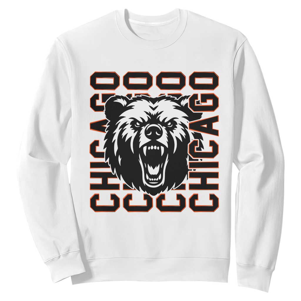 Game Day Football Fan Gift Sweatshirt Chicago With Bear TS12 White Print Your Wear