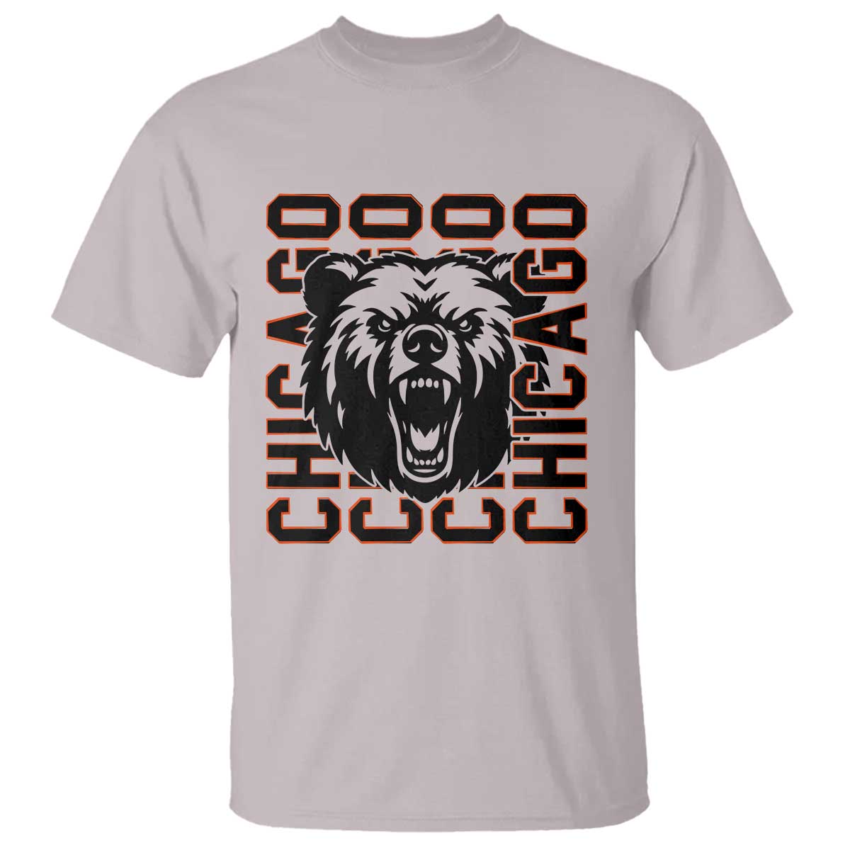 Game Day Football Fan Gift T Shirt Chicago With Bear TS12 Ice Gray Print Your Wear