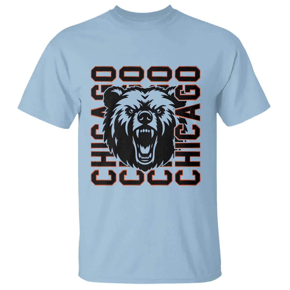 Game Day Football Fan Gift T Shirt Chicago With Bear TS12 Light Blue Print Your Wear