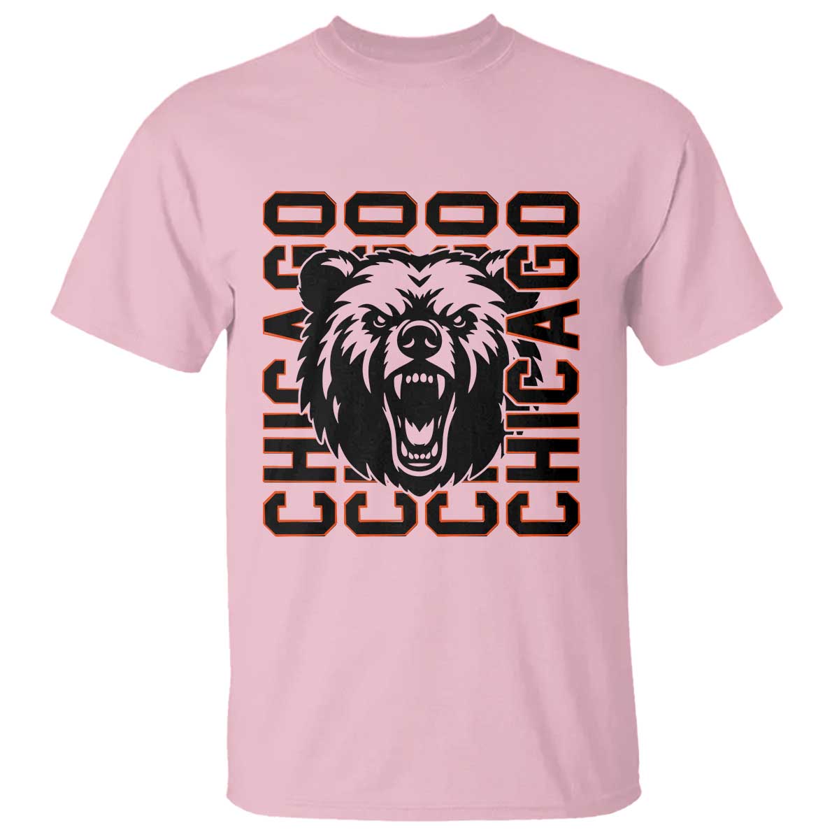 Game Day Football Fan Gift T Shirt Chicago With Bear TS12 Light Pink Print Your Wear
