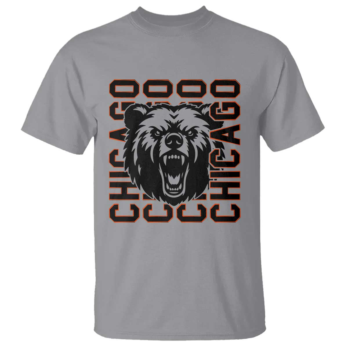 Game Day Football Fan Gift T Shirt Chicago With Bear TS12 Sport Gray Print Your Wear
