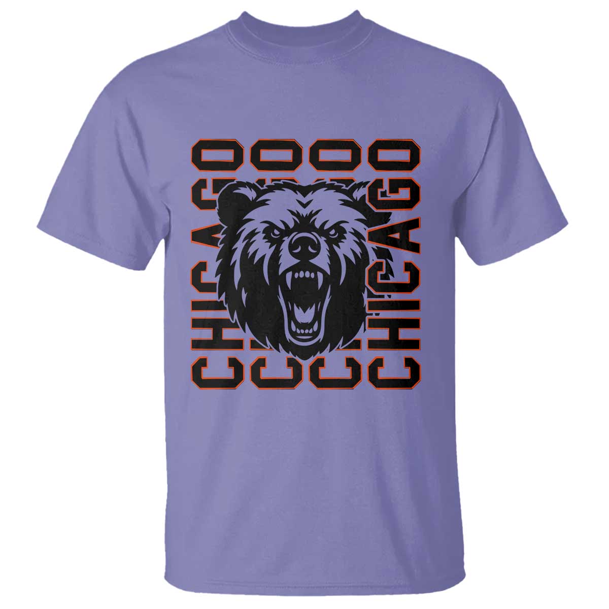 Game Day Football Fan Gift T Shirt Chicago With Bear TS12 Violet Print Your Wear