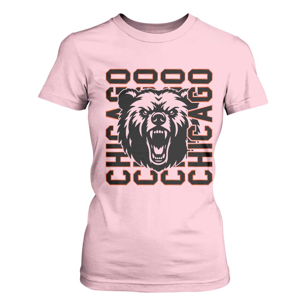 Game Day Football Fan Gift T Shirt For Women Chicago With Bear TS12 Light Pink Print Your Wear
