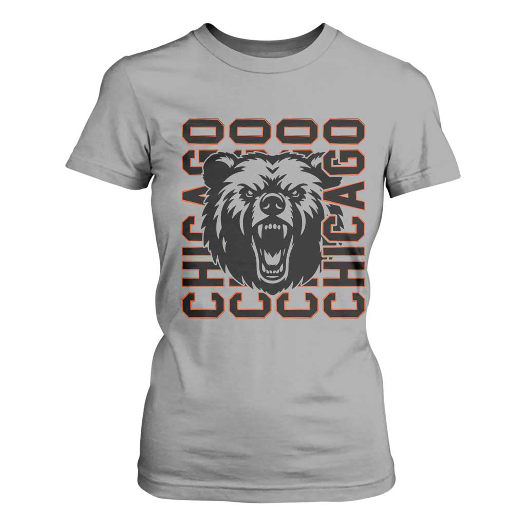Game Day Football Fan Gift T Shirt For Women Chicago With Bear TS12 Sport Gray Print Your Wear