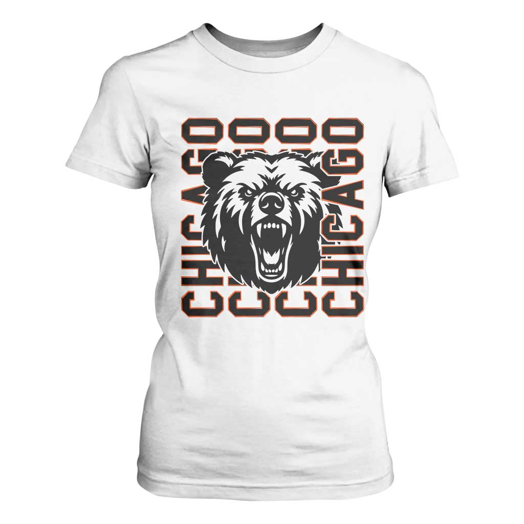 Game Day Football Fan Gift T Shirt For Women Chicago With Bear TS12 White Print Your Wear